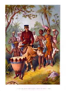 Livingstone Weak From Fever Escorted to Shinte's Town 19th century