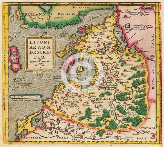 Livonia Map, Livoniae Nova Descriptio, 1573-1578. Artist: Anonymous master  