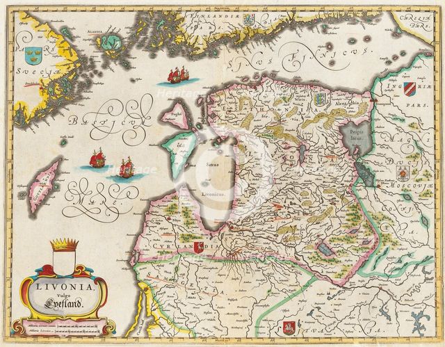 Livonia Map, Vulgo Lyefland, Atlas Maior. Artist: Blaeu, Joan (1596-1673)