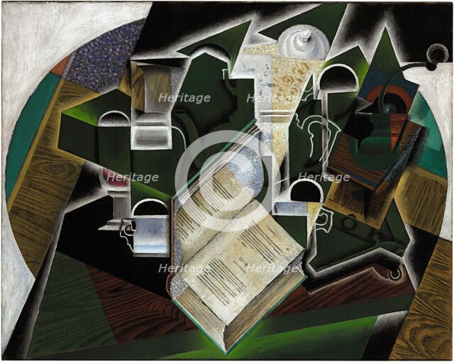 Livre, pipe et verres, 1915. Artist: Gris, Juan (1887-1927)