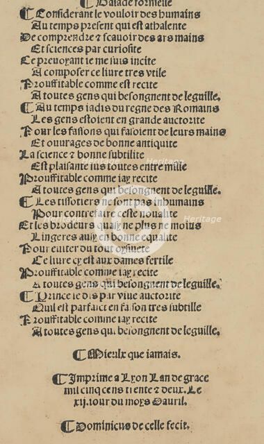 Libbretto nouellamete composto per maestro Domenico da Sera...lauorare di ogni s..., April 12, 1532. Creator: Unknown.