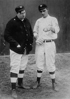 Libe Washburn with Rube Marquard, New York, NL (baseball), 1911. Creator: Bain News Service