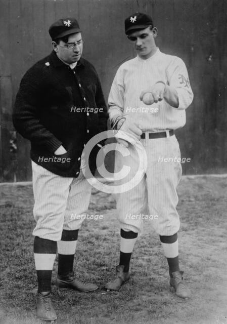 Libe Washburn with Rube Marquard, New York, NL (baseball), 1911. Creator: Bain News Service.