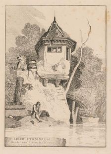 Liber Studiorum; Frontispiece, View of a Garden House on the Banks of the River Yare, 1838. Creator: John Sell Cotman (British, 1782-1842)