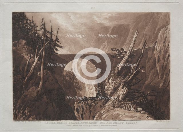 Liber Studiorum: Little Devil's Bridge over the Russ, above Altdorft, Swiss. Creator: Joseph Mallord William Turner (British, 1775-1851).
