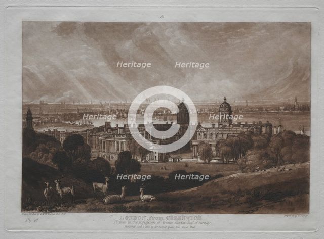 Liber Studiorum: London from Greenwich. Creator: Joseph Mallord William Turner (British, 1775-1851).