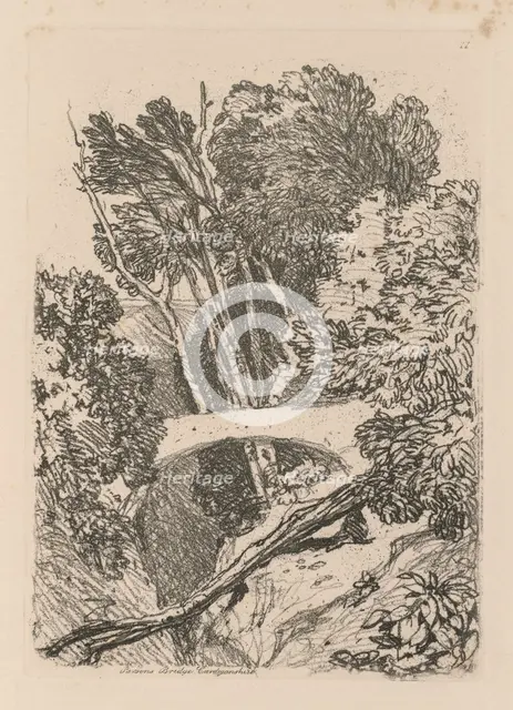 Liber Studiorum: Plate 11: Parson's Bridge, Cardingshire, 1838. Creator: John Sell Cotman (British, 1782-1842).