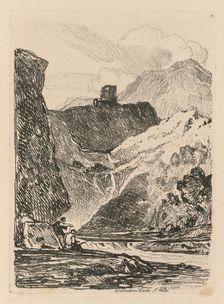 Liber Studiorum: Plate 12, Dolbadern Castle, Llanberris Lake, North Wales, 1838. Creator: John Sell Cotman (British, 1782-1842)