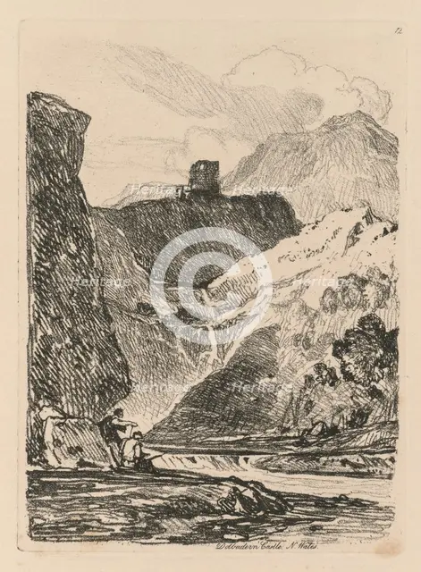 Liber Studiorum: Plate 12, Dolbadern Castle, Llanberris Lake, North Wales, 1838. Creator: John Sell Cotman (British, 1782-1842).