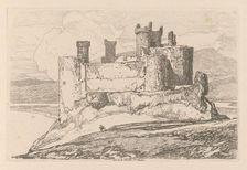 Liber Studiorum: Plate 25, Harlech Castle, N. Wales, 1838. Creator: John Sell Cotman (British, 1782-1842)