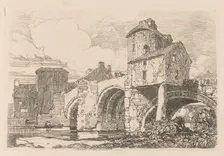 Liber Studiorum: Plate 26, Monnow Bridge, Monmouthshire, 1838. Creator: John Sell Cotman (British, 1782-1842)
