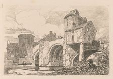 Liber Studiorum: Plate 26, Monnow Bridge, Monmouthshire, 1838. Creator: John Sell Cotman (British, 1782-1842)