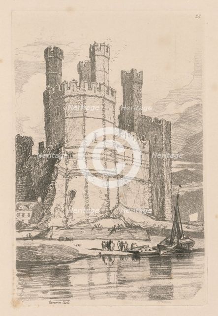 Liber Studiorum: Plate 28, Caernarvon Castle, N. Wales, 1838. Creator: John Sell Cotman (British, 1782-1842).