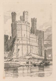 Liber Studiorum: Plate 28, Caernarvon Castle, N. Wales, 1838. Creator: John Sell Cotman (British, 1782-1842)