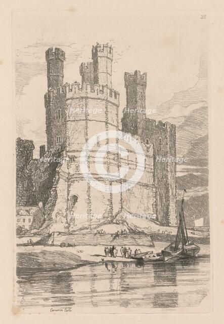 Liber Studiorum: Plate 28, Caernarvon Castle, N. Wales, 1838. Creator: John Sell Cotman (British, 1782-1842).