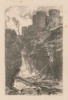 Liber Studiorum: Plate 29, Harlech Castle, N. Wales, 1838. Creator: John Sell Cotman (British, 1782-1842)