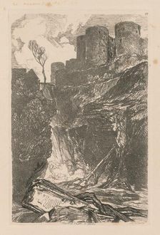 Liber Studiorum: Plate 29, Harlech Castle, N. Wales, 1838. Creator: John Sell Cotman (British, 1782-1842)