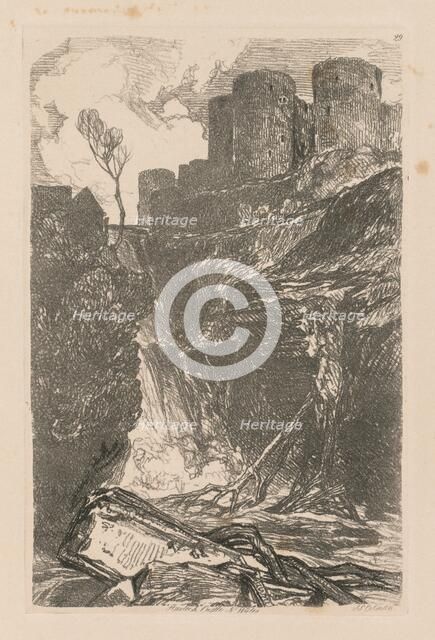 Liber Studiorum: Plate 29, Harlech Castle, N. Wales, 1838. Creator: John Sell Cotman (British, 1782-1842).
