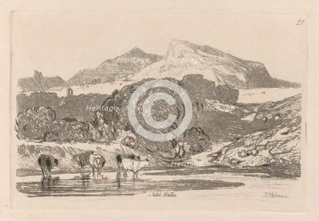 Liber Studiorum: Plate 21, View in North Wales, 1838. Creator: John Sell Cotman (British, 1782-1842).