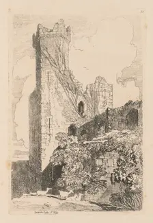 Liber Studiorum: Plate 32, Caernarvon Castle, N. Wales, 1838. Creator: John Sell Cotman (British, 1782-1842)
