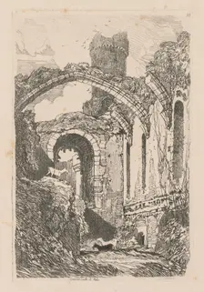 Liber Studiorum: Plate 33, Conway Castle, N. Wales, 1838. Creator: John Sell Cotman (British, 1782-1842)