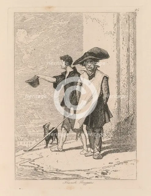 Liber Studiorum: Plate 45, French Beggars, 1838. Creator: John Sell Cotman (British, 1782-1842).