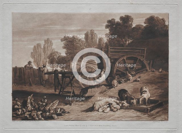 Liber Studiorum: The Farmyard with the Cock. Creator: Joseph Mallord William Turner (British, 1775-1851).