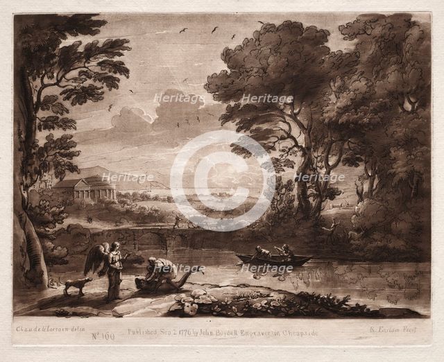 Liber Veritatis: No. 160, Tobias and the Angel, 1774. Creator: Richard Earlom (British, 1743-1822).