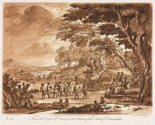 Liber Veritatis: No. 108, Landscape with Satyrs and Nymphs Dancing, 1775. Creator: Richard Earlom (British, 1743-1822); John Boydell