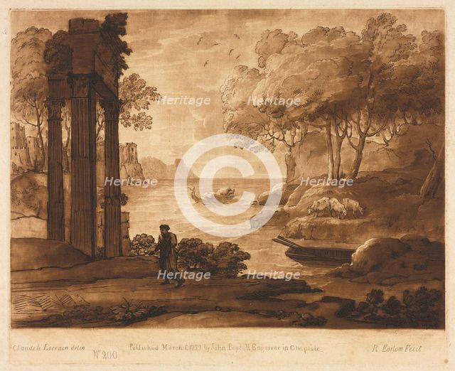 Liber Veritatis: No. 200, A View on the Sea Shore, with the Story of Jesus, 1777. Creator: Richard Earlom (British, 1743-1822); John Boydell.