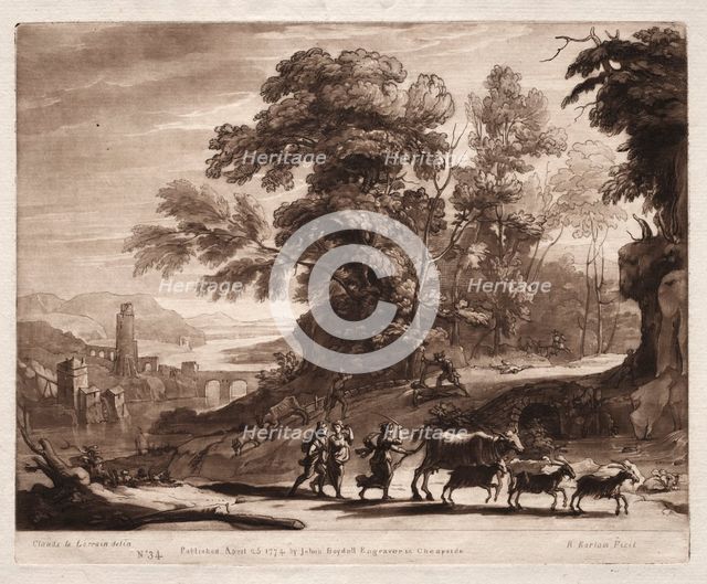 Liber Veritatis: No. 34, Peasants with Cattle attacked by Bandits, 1774. Creator: Richard Earlom (British, 1743-1822).