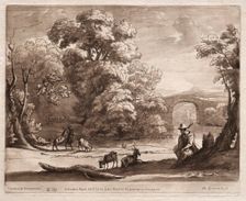 Liber Veritatis: No. 39, A Landscape with Herdsman Playing a Bagpipe and Goats Browsing, 1774. Creator: Richard Earlom (British, 1743-1822)