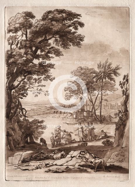 Liber Veritatis: No. 47, A River Scene with the Finding of Moses, 1774. Creator: Richard Earlom (British, 1743-1822).