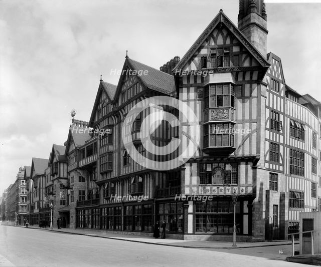 Liberty, the Arts and Crafts Tudor-style shop in Great Marlborough Street, London, 1924. Creator: Bedford Lemere and Company.