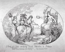 Liberty and Fame introducing Female Patriotism to Britania 1784. Artist: Thomas Rowlandson