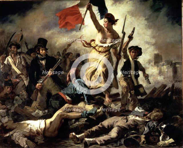 Liberty leads the people, July 28, 1830, oil by Eugene Delacroix.