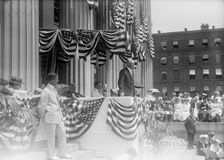 Liberty Loans - Wilson Speaking, Seated: Daniels; Mcadoo; Lansing, 1917. Creator: Harris & Ewing