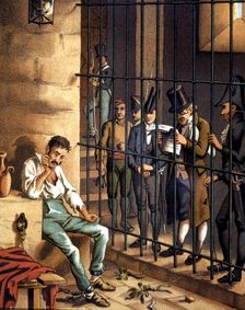 Liberal Triennium, Juan Martin Diaz the Stubborn in prison while reading his death sentence, 1…