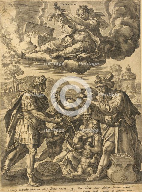 Liberality (with C. Nerva and Cimon), 17th century. Creator: Martin de Vos.
