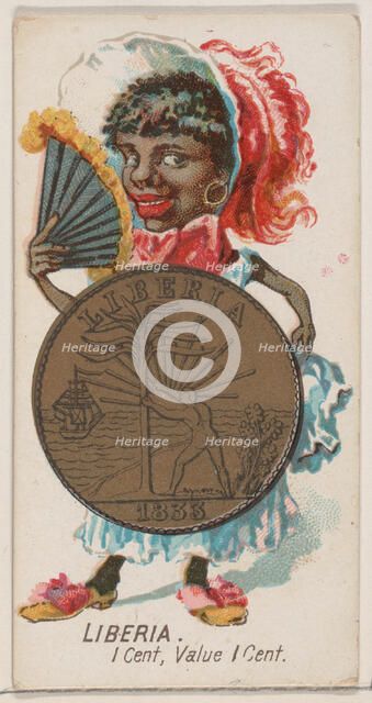 Liberia, 1 Cent, from the series Coins of All Nations (N72, variation 1) for Duke brand ci..., 1889. Creator: Unknown.