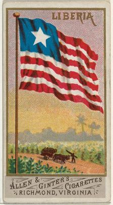 Liberia, from Flags of All Nations, Series 1 (N9) for Allen & Ginter Cigarettes Brands, 1887. Creator: Allen & Ginter