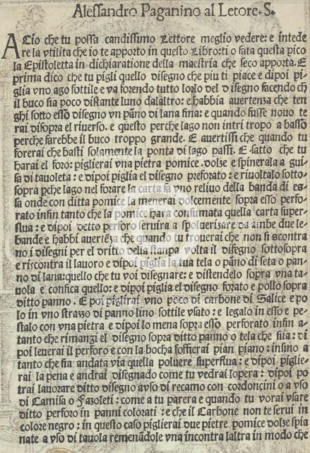 Libro quarto. De rechami per elquale se impara in diuersi modi lordine e il modo de re..., ca. 1532. Creator: Alessandro Paganino.