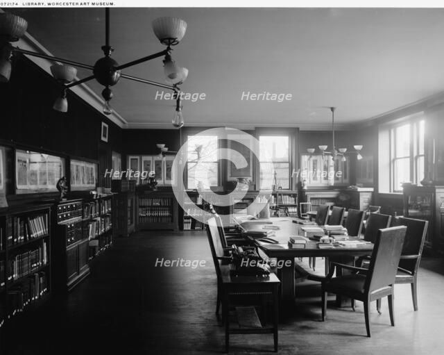 Library, Worcester Art Museum [Worcester, Mass.], between 1900 and 1920. Creator: Unknown.