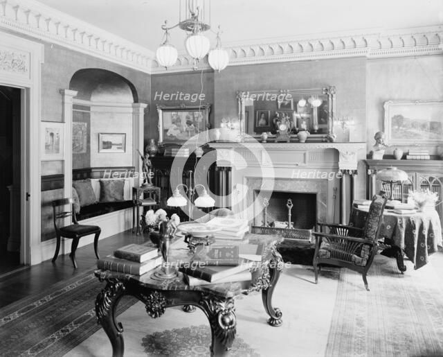 Library, four-story townhouse, possibly New York, N.Y., between 1900 and 1905. Creator: Unknown.