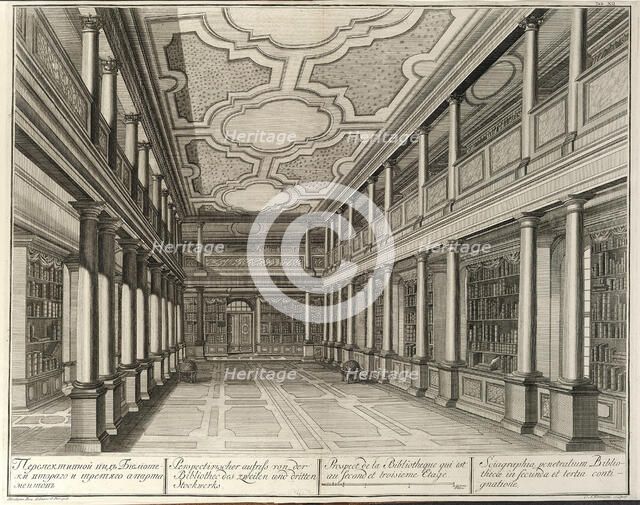 Library (From: The building of the Imperial Academy of Sciences), 1741. Artist: Wortmann, Christian Albrecht (1680-1760)