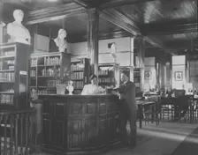 Library interior at Tuskegee Institute, 1906. Creator: Frances Benjamin Johnston