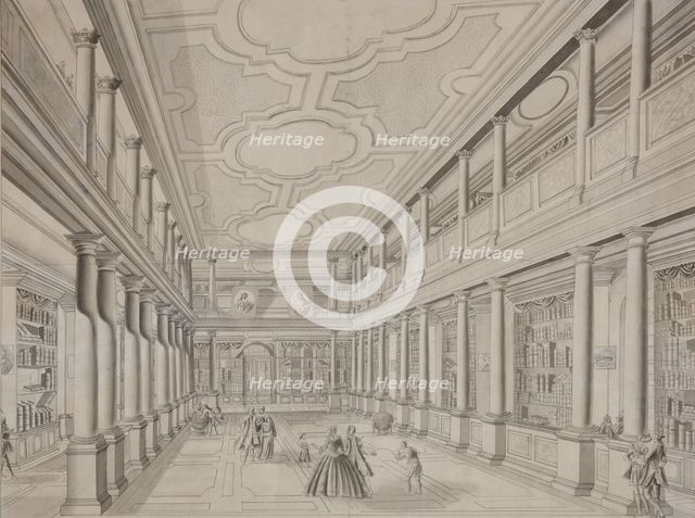 Library of the Academy of Sciences in the Kunstkammer, Early 19th century. Artist: Anonymous  