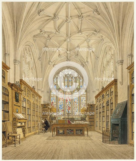 Library of Winchester College, c. 1816. Creator: Frederick Mackenzie.