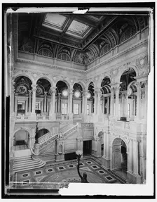 Library of Congress central stair hall, 1900 or 1901. Creator: Unknown