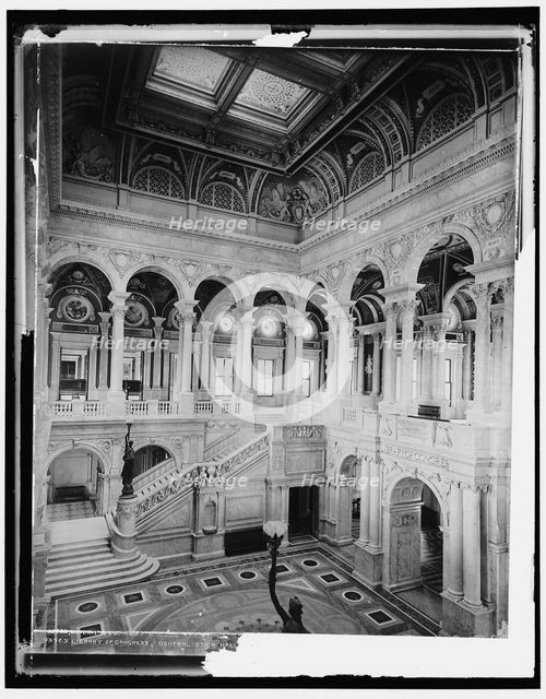 Library of Congress central stair hall, 1900 or 1901. Creator: Unknown.